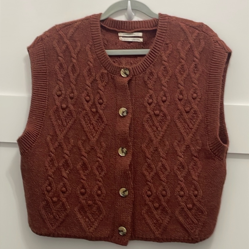 Anthropologie Sweater Vest Burnt Orange Size Small